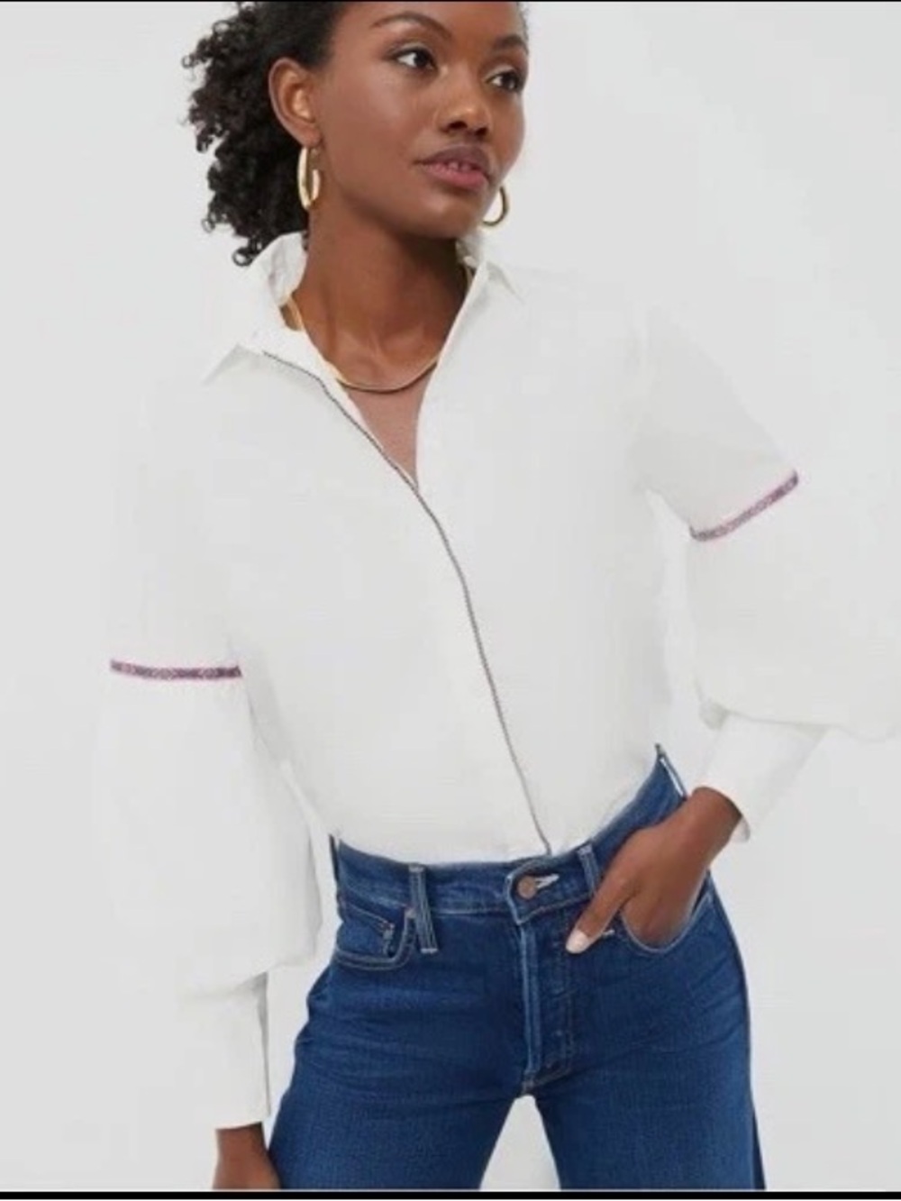 NWT The Shirt by Rochelle Behrens The Molly‎ Embroidered Trim Tuckernuck S